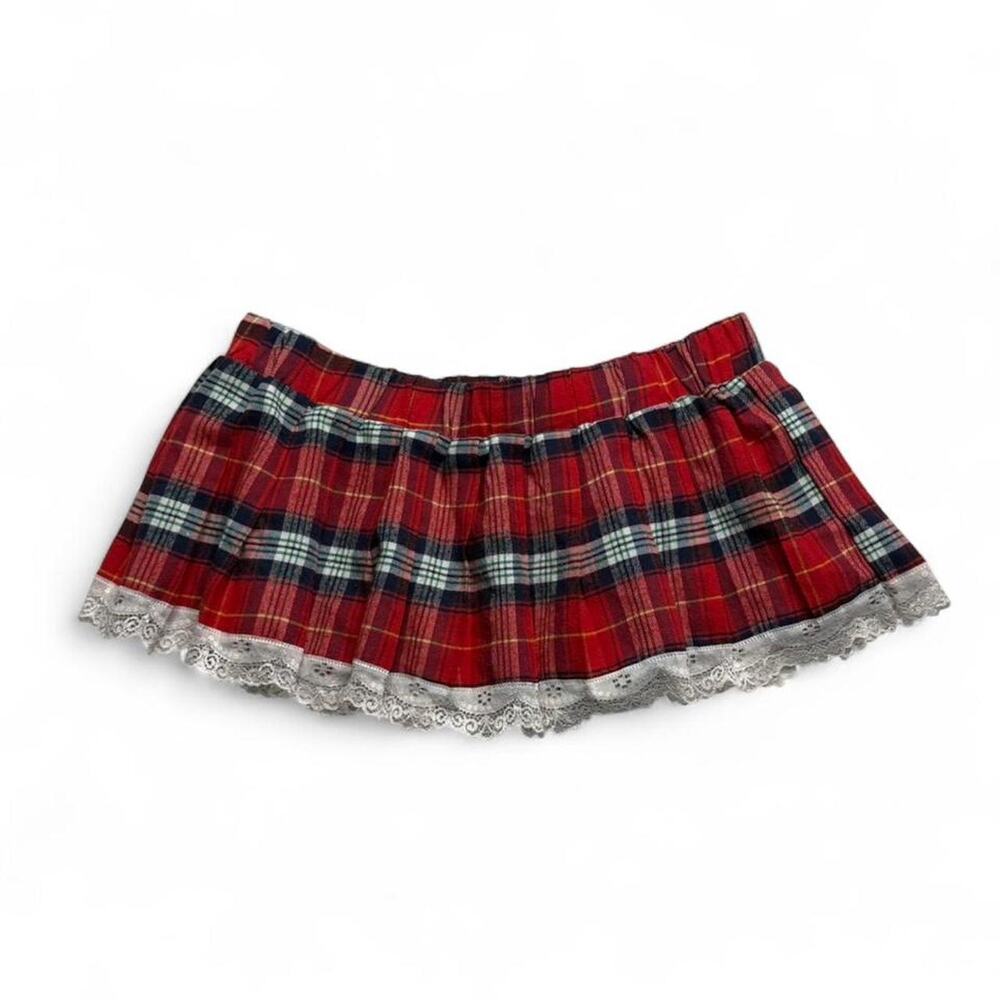 Adome Plaid Lace Micro Mini Skirt Perfect GoingOut Rave Concert Piece Size Large